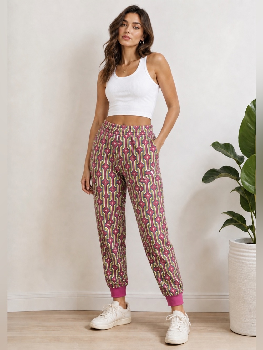 Puma‎ Pink and Yellow Patterned Women's Joggers